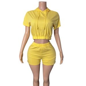Yellow Women's Shorts Set
